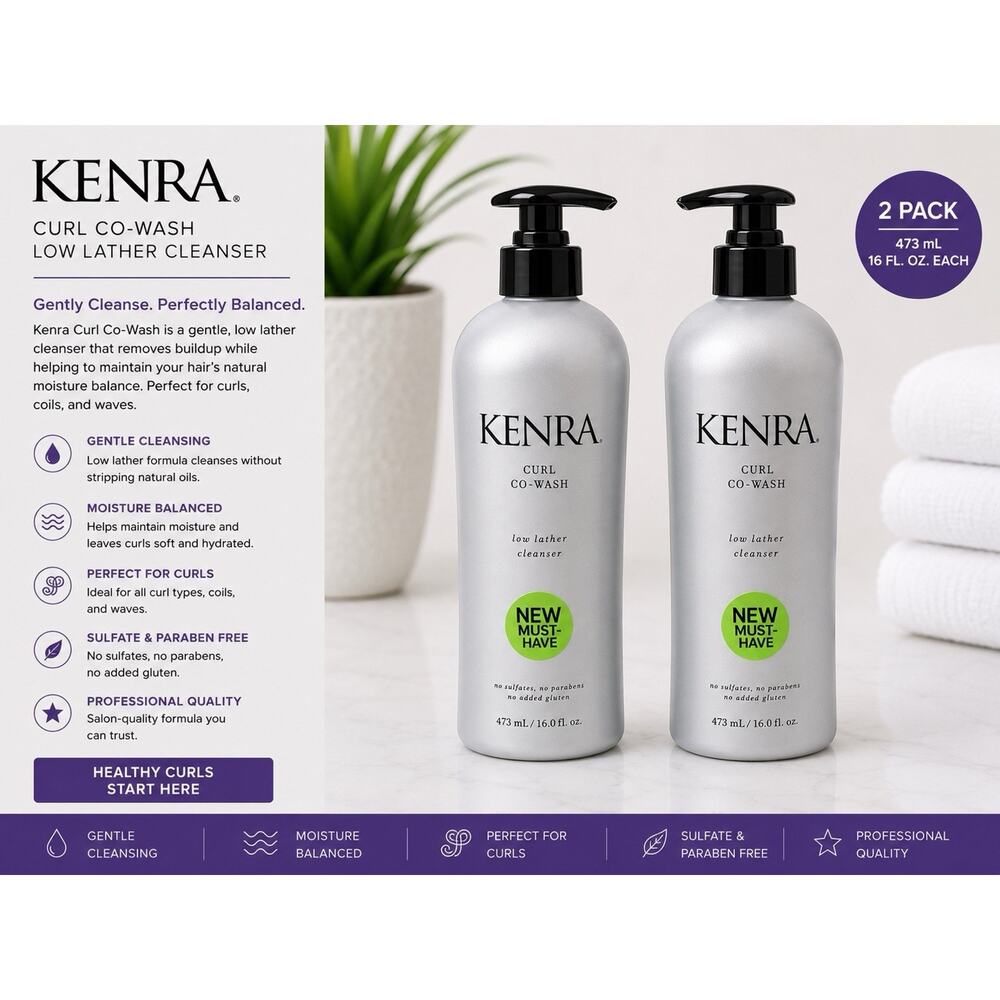 Kenra Curl Co Wash Cleanser 2 Pack 16 Fl Oz Each Sulfate Free Curly Hair